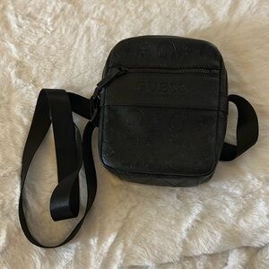 GUESS Embossed Black Belt Bag